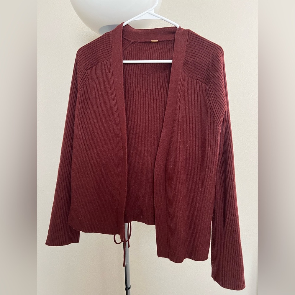 Elegant Maroon Open-Front Cardigan